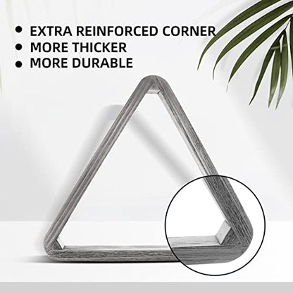 GSE Games & Sports Expert Deluxe Heavy Duty Solid Wood Billiard 8-Ball Triangle / 9-Ball Diamond Pool Ball Racks for 2-1/4" Pool Balls, Billiards Accessories - color: Brushed Grey, style: 8-Ball Triangle Rack
