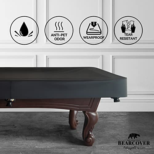 Heavy Duty Leatherette Billiard Pool Table Cover, Waterproof & Tearproof Covers for Pool Table 7/8/9FT Fitted (7 Feet/ Black) - color: Black Charcoal/Matte, size: 7FT-(92"LX 52"WX 8“H)