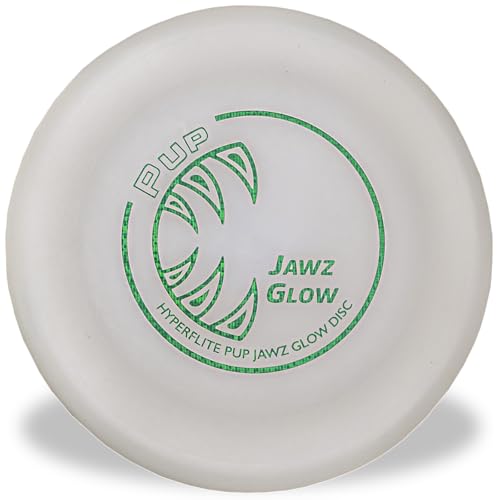 Hyperflite Pup Jawz Puncture Resistant Dog Flying Disc, Small Dogs | Puncture Resistant, Competition Approved | 7-inch, 90g | Small Dogs | Glow - color: Glow