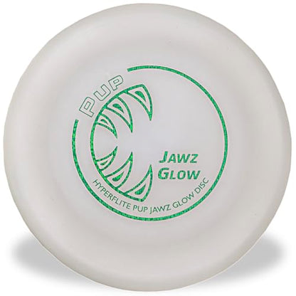 Hyperflite Pup Jawz Puncture Resistant Dog Flying Disc, Small Dogs | Puncture Resistant, Competition Approved | 7-inch, 90g | Small Dogs | Glow - color: Glow
