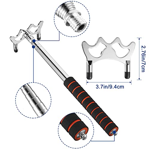 Skylety Retractable Pool Bridge Stick, Billiards Cue Bridge with Metal Head, Screw Thread Removable Head, Billiards Cue Accessory for Pool Table