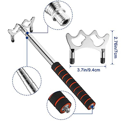 Skylety Retractable Pool Bridge Stick, Billiards Cue Bridge with Metal Head, Screw Thread Removable Head, Billiards Cue Accessory for Pool Table