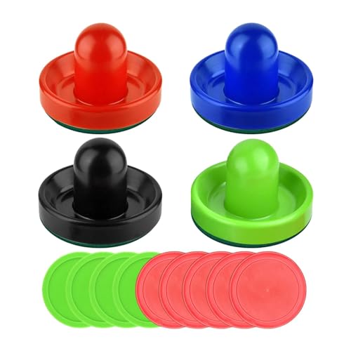 4 Pieces Air Hockey Pushers Large Tabletop Strikers Game Table Paddles Felt Bottom Suitable for Family Games Kids Adult Indoor Play