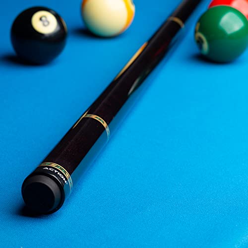 Action VAL24 Value Series Pool Cue - 58" Cue - Hard Maple Shaft with 13mm Boar Skin Tip - Dark Chocolate with Silver Rings - size: 18oz