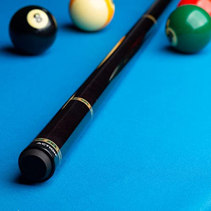 Action VAL24 Value Series Pool Cue - 58" Cue - Hard Maple Shaft with 13mm Boar Skin Tip - Dark Chocolate with Silver Rings - size: 20oz