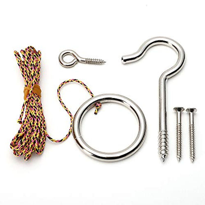 Hook and Ring Swing DIY Kit Heavy-Duty Hardware and String Ring Toss Game Indoor – Outdoor（Set-up Instruction Included）