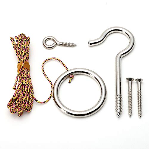 Hook and Ring Swing DIY Kit Heavy-Duty Hardware and String Ring Toss Game Indoor – Outdoor（Set-up Instruction Included）
