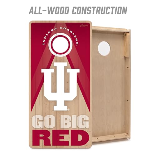 YouTheFan NCAA 2' x 4' Slogan Series Professional Wood Cornhole Game with Logo Bags - color: Indiana Hoosiers