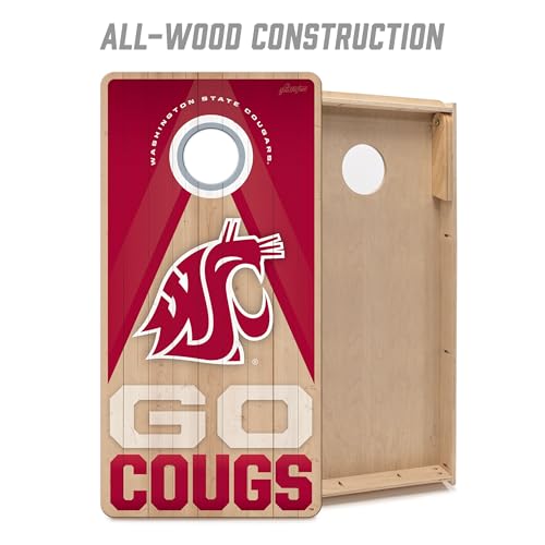 YouTheFan NCAA 2' x 4' Slogan Series Professional Wood Cornhole Game with Logo Bags - color: Washington State Cougars