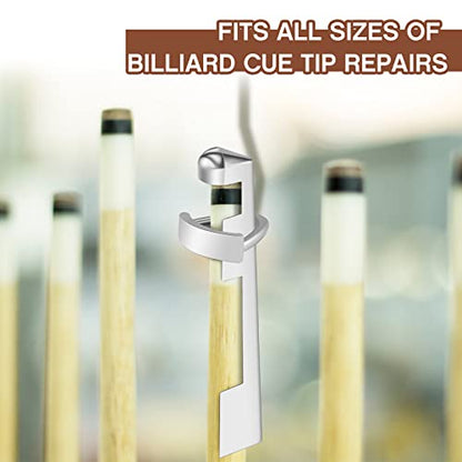 Funrous 3 Pieces Billiard Cue Clamp Pool Sticks Tip Clamp Stainless Steel Cue Stick Tip Repair Kit for Billiard Table Tips Replacement kit Accessories