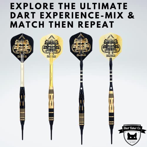 Soft Tip Darts Set - Professional Darts with Customizable Configuration, Aluminum & Plastic Shafts, O-Rings, Flights, Dart Tool, 50PC Extra 2BA Tips - color: 19g-Black C-STC10443