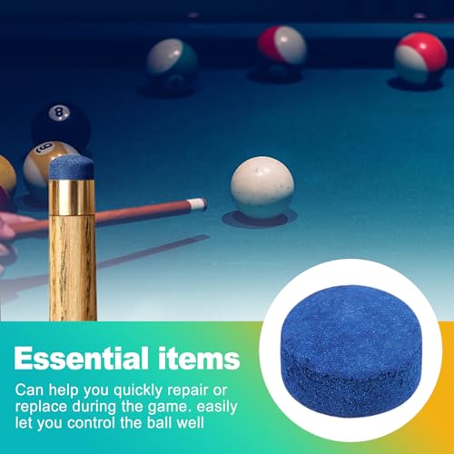 25 Pack 13mm Pool Cue Tips - Premium Hard Leather Replacement Kit for Pool, Snooker & Billiards, Includes Storage Box - Precision Performance & Repair Kit for Tacos de Billar, Blue