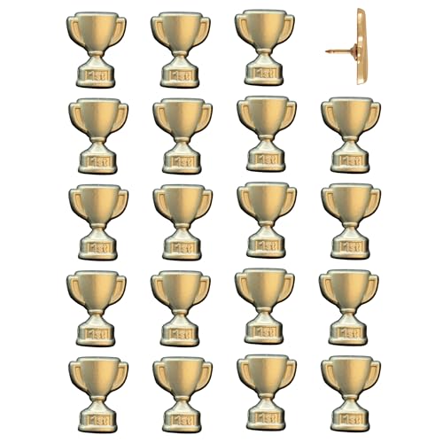 1st Place Trophy Push Pins - Gold First Place Trophy Map Pins for Cork Boards, Maps, or Lapel Use - Designed in USA - Set of 20 - color: 1st Place Trophy - Gold, size: Set of 20