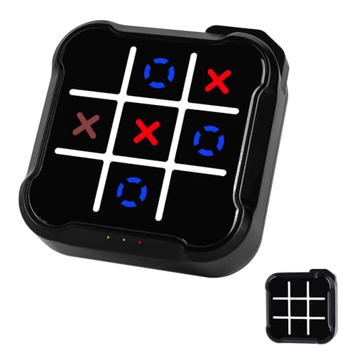 Tic Tac Toe, 4 in 1 Handheld Educational Game Machine, Electronic Tic Tac Toe Game for Education and Memory Growth, Home, Toy Board Game for Kids and Adults (Black) - color: Black