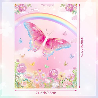 PLULON Butterfly Party Pin Game for Kids Pin The Tail on The Butterfly Birthday Game Poster for Boys Girls Birthday Party Favors Wall Decorations Classroom Activities - style: Butterfly