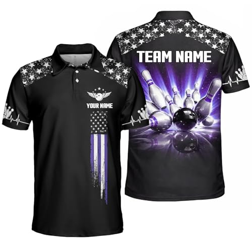 GABITA Personalized Bowling Jerseys for Men, Custom Bowling Polo Shirt, Bowling Shirts Gift for Bowler Team Player - color: A52