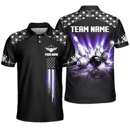 GABITA Personalized Bowling Jerseys for Men, Custom Bowling Polo Shirt, Bowling Shirts Gift for Bowler Team Player - color: A52