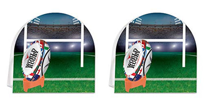 Beistle 3-D Rugby Ball Centerpieces, 8.5" x 8.5", Set of 2 - Sports Stadium Table Decorations, Athletic Themed Party Supplies - style: Rugby