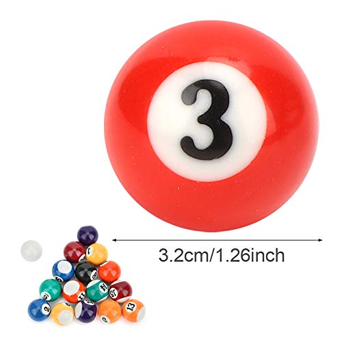Mini Pool Ball Set,16pcs/Set 0.98Inch Resin Mini Billiard Ball Children Toy Small Pool Cue Balls Full Set Mini Pool Table Accessories