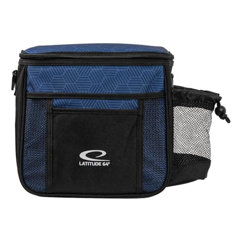Latitude 64 Slim HEX Shoulder Bag | Lightweight Disc Golf Bag with Putter Pocket | Durable HEX Pattern Nylon Material | Compact Storage for Casual Rounds & Practice | Holds Up to 8 Discs - color: Navy