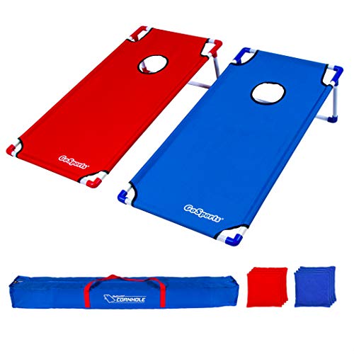 GoSports Portable Cornhole Set with Carry Case - Outdoor Lawn Bean Bag Toss Game for Adults and Family - Beach, Camping, Yard Games & More - style: XL Red & Blue