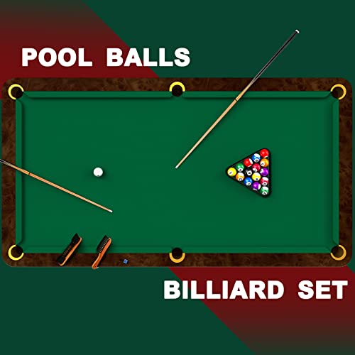 Outus 71 Pcs Premium Pool & Billiard Table Accessories Set – Pool Balls, Cue Sticks with Tips, Triangle Rack, Chalks, Brush Spot Stickers for Home Family & Beginner Practice - style: Standard Style Balls