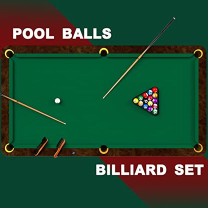 Outus 71 Pcs Premium Pool & Billiard Table Accessories Set – Pool Balls, Cue Sticks with Tips, Triangle Rack, Chalks, Brush Spot Stickers for Home Family & Beginner Practice - style: Standard Style Balls