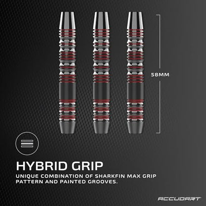 Accudart Soft Tip Dart Set 3.0 – Gunmetal Steel Barrel, Hybrid Grip, Polycarbonate Shafts, Standard Flights, Drop‑in Case for Fully Assembled Darts – Includes Soft Tip Points