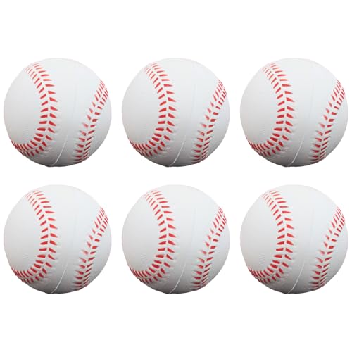 Foam Baseballs Softballs Practice Training Ball for Beginners Hand Exercise Squeeze Ball for Safe Throwing Catching and Batting Practice - color: White 6 PCS foam baseballs