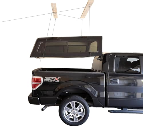 HARKEN - Truck Cap Overhead Garage Storage Hoist, Self-Leveling, Safe Anti-Drop System, Easy One-Person Operation, Smart Garage Organization - 7806.12 - size: 12 ft Ceiling, 200 lb Max