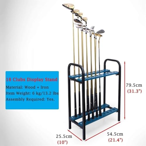 18-Cue Pool Rack Floor Stand – Wood Iron Billiard Stick Holder, Freestanding Pool Cue Ball Storage for Game Rooms
