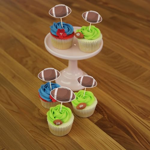36Pcs American Football Cupcake Toppers Rugby Ball Cupcake Decorations Sport Ball Cupcake Toothpicks for Football Themed Baby Shower Kids Birthday Party Cake Decorations - style: American Football