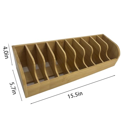 Bamboo Sandpaper Holder & Organizer - Pre-Assembled Storage for 5 Inch Sanding Discs, Sanding Blocks & Saw Blades | Compact & Durable Woodworking Tool Accessory (10 bins) - size: 10 bins