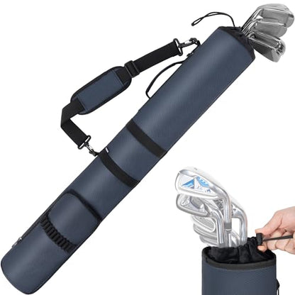 AKOZLIN Lightweight Golf Sunday Bag Golf Travel Carry Bag 3-6 Clubs Foldable Small Golf Bag with Shoulder Strap Black - color: Blue