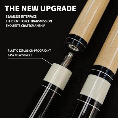 57" Billiard Cue Stick - Maple Birch Wood Pool Cue for 8-Ball & 9-Ball, 13mm Pre-Scuffed Tip, Seamless Metal Joint, 4-Layer Gloss Finish - color: Green