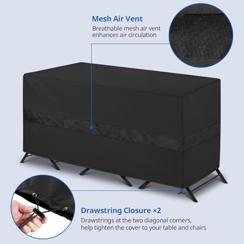 SunPatio Bistro Set Cover Waterproof, Outdoor Patio 3 Pieces Furniture Set Table and Chairs Cover with Air Vent, UV & Rip & Fade Resistant, All Weather Protection, 65"W x 28"D x 30"H, Black - size: 65”W x 28”D x 30”H