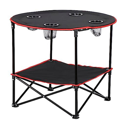 ZenStyle Indoor Outdoor Pop Up Portable Folding Picnic Table Camping Beach Table with Cupholders & Storage Bag