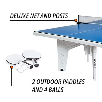 HEAD Full-Size Outdoor Ping Pong Table - 9ft x 5ft - Complete Table Tennis Set with Two Paddles & Three Balls - All-Weather Composite Surface for Outdoor Games - Quick Pop-Up Setup & Ping Pong Paddles