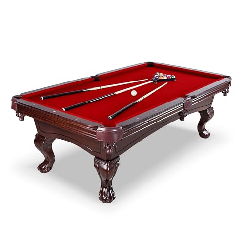 Hathaway Augusta 8 Ft Furniture Pool Table – Includes Cue Sticks, Billiard Balls – Classic Design Perfect for Family, Home, Dining, or Living Room - color: Mahogany Finish