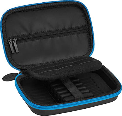 Casemaster Sentinel 6 Dart Case, Holds Extra Accessories, Tips, Shafts and Flights, Compatible with Steel Tip and Soft Tip Darts, Impact & Water Resistant Tactech Shell, Blue Zipper - color: Blue