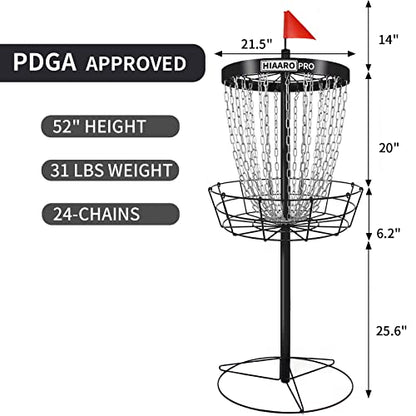 PDGA Approved HIAARO PRO Disc Golf Basket, Portable Disc Golf Target with Heavy Duty 24 Chains, Professional Disc Golf Basket - style: PRO Single basket