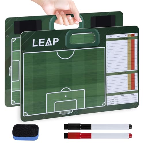 LEAP Coach Board for Soccer Premium Coaches Clipboard | Double-Sided Dry Erase Marker Board for Basketball Icehockey Soccer Baseball Football, (Marker Included) - color: Soccer