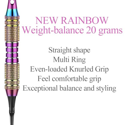 Soft tip Darts Set 18/20 Grams - Professional Darts Plastic Tip with Brass Barrel + Aluminum Shafts + 50 Rubber o-Ring + 6 Flights +50 Soft Tips for Electronic Dartboard - color: 20g-Purple