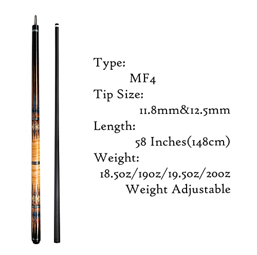 Carbon Fiber Pool Cue,11.8mm/12.5mm Low Deflection Cue Stick,Professional Pool Stick with Case - color: MF2, size: 12.5mm