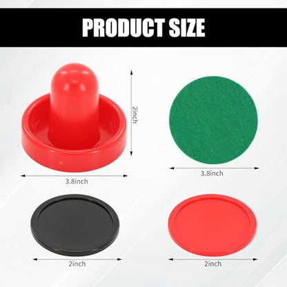 16 PCS Air Hockey Pucks and Paddles, Great Goal Handles Pushers Air Hockey Replacement Accessories for Game Tables(4 Pushers, 4 Pads, 8 Pucks)