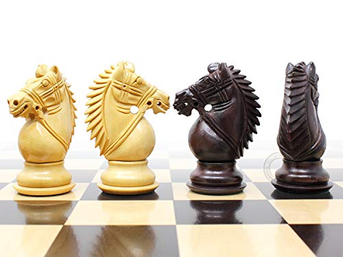 House of Chess - Ringy Rosewood/Boxwood Chess Pieces Rio Staunton 4.0" (102 mm) - 2 Extra Queens - Triple Weighted