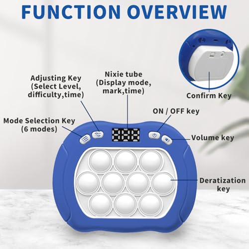 Intoypad Pop Game Light Up Fidget Toy for Kids, 6 Modes LED Screen Quick Push Games Controller Electric Fidget Popper Game Bubble Road Trip Activities Car Games Birthday Gifts Toys for Kids Boys Blue - style: Blue