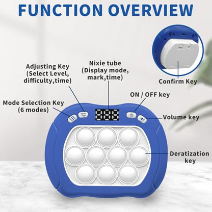 Intoypad Pop Game Light Up Fidget Toy for Kids, 6 Modes LED Screen Quick Push Games Controller Electric Fidget Popper Game Bubble Road Trip Activities Car Games Birthday Gifts Toys for Kids Boys Blue - style: Blue