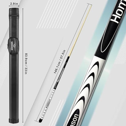 HomeSeason 58" Pool Cue Stick 19.5oz Cue Sticks Professional Low Deflection Billiard Pool Sticks 13mm Tip with Leather Bag for Home Bar Adults Pro Player - color: 19.5oz-(Black & White)
