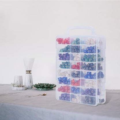 Dice Storage Case for DnD Dice with Removable Dividers Holding up to 830 Dices, Dice Case for DnD Dice with Handle Great for Dice Collectors or RPG D&D Games (Tranparent)